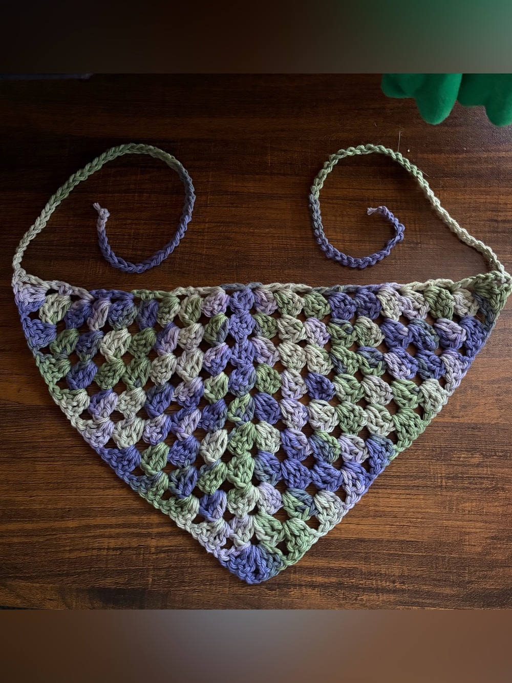 purple & green granny stitch bandana